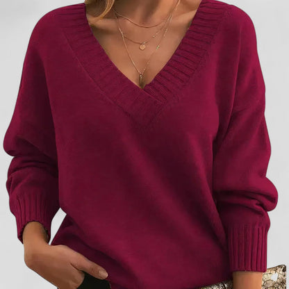 VogeLuxe | Pull en maille à col V pour femme 3