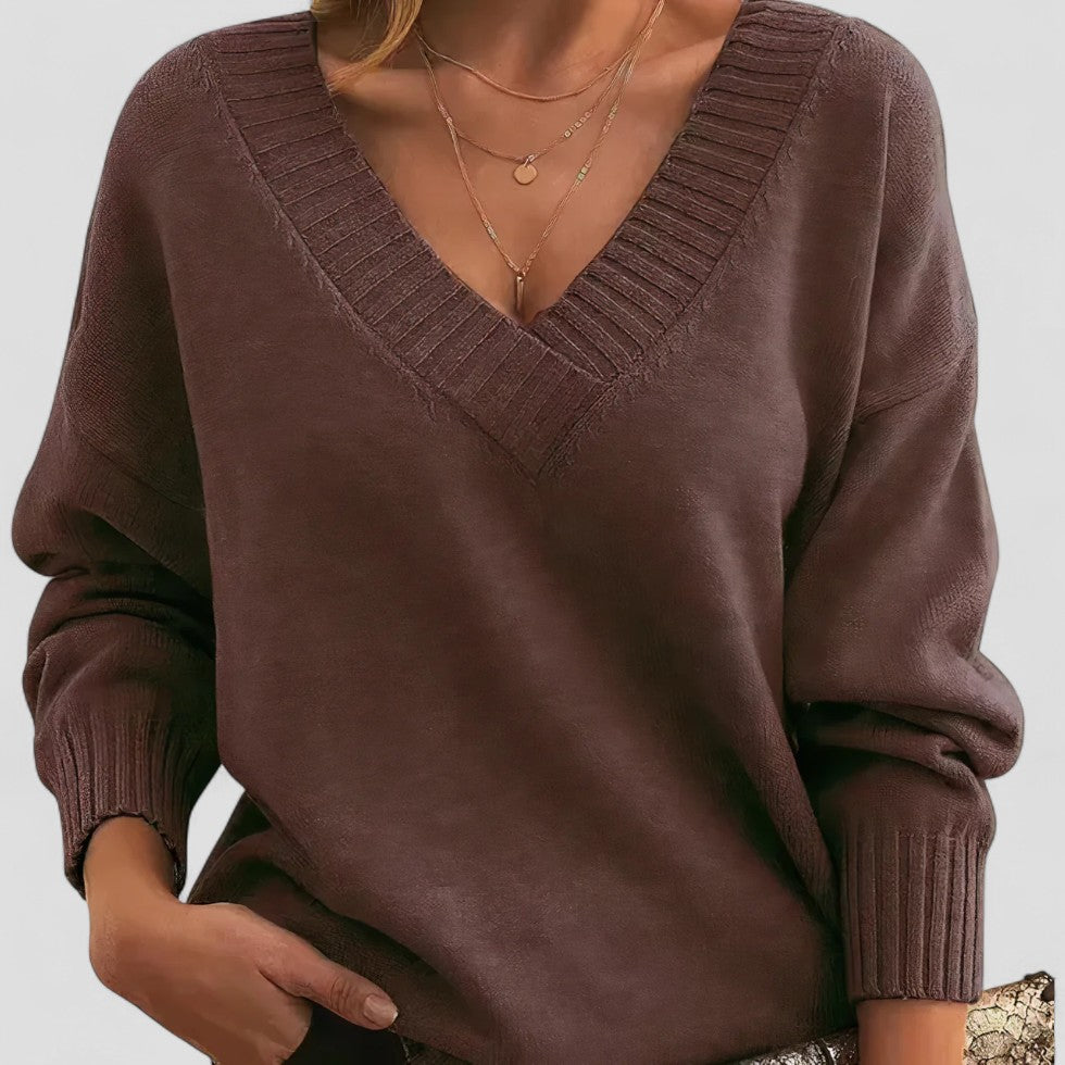 VogeLuxe | Pull en maille à col V pour femme 4