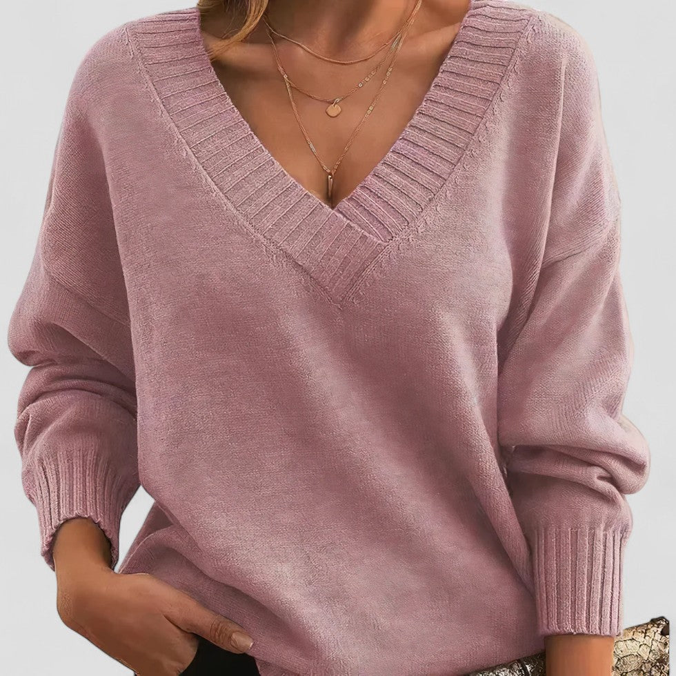 VogeLuxe | Pull en maille à col V pour femme 5