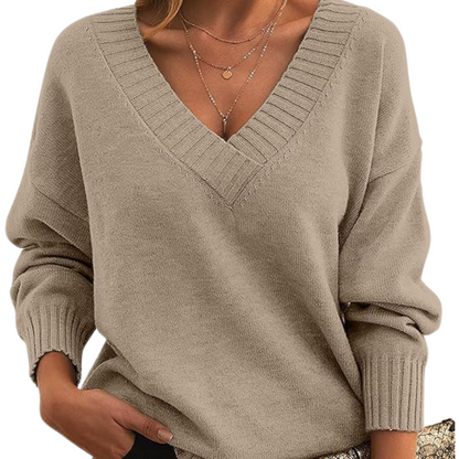 Pull Femme Col V Décontracté et Élégant