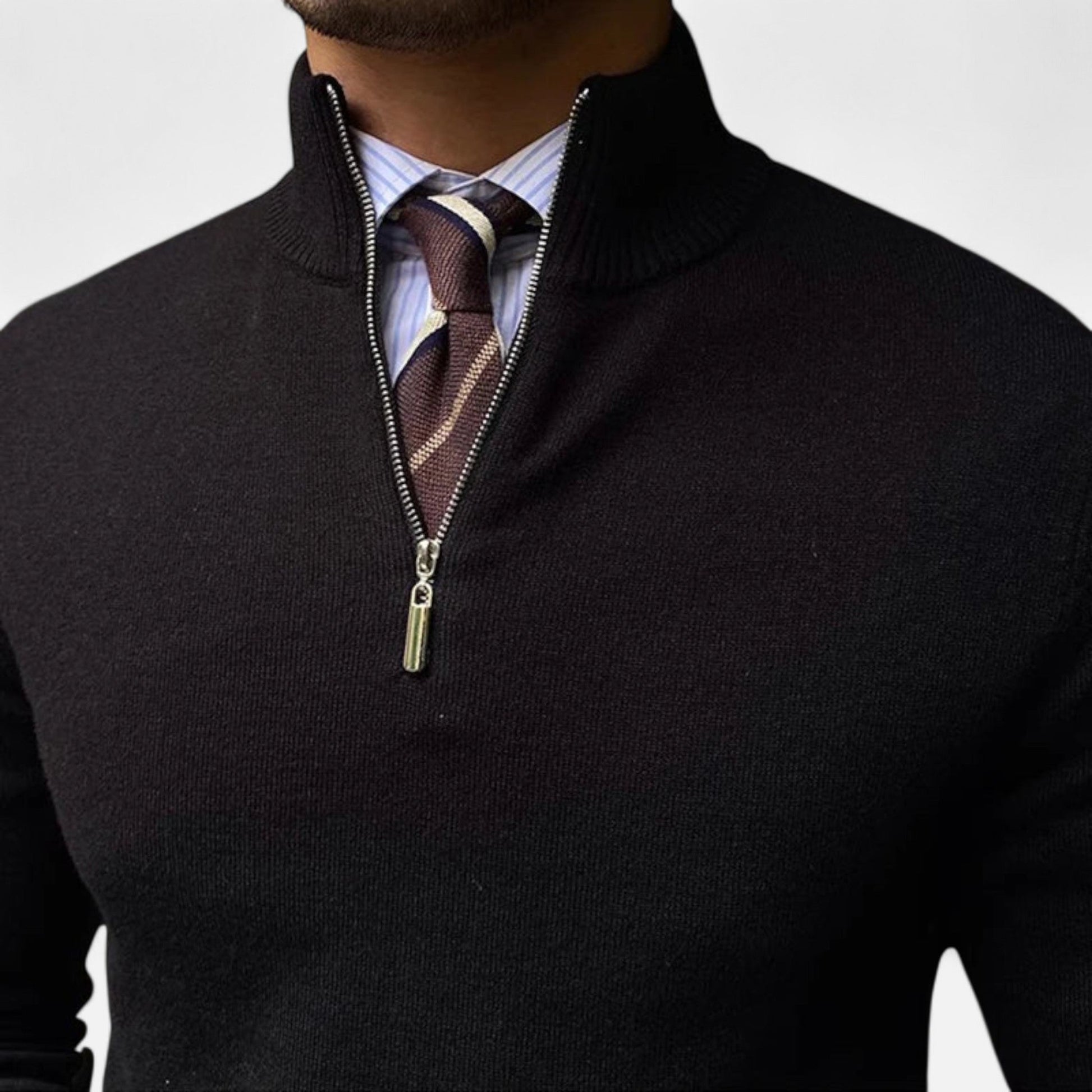 VogeLuxe | Pull en maille classique à col zippé pour homme 6