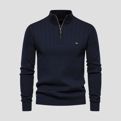 VogeLuxe | Pull en maille côtelée à col zippé pour homme 0