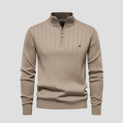 VogeLuxe | Pull en maille côtelée à col zippé pour homme 3