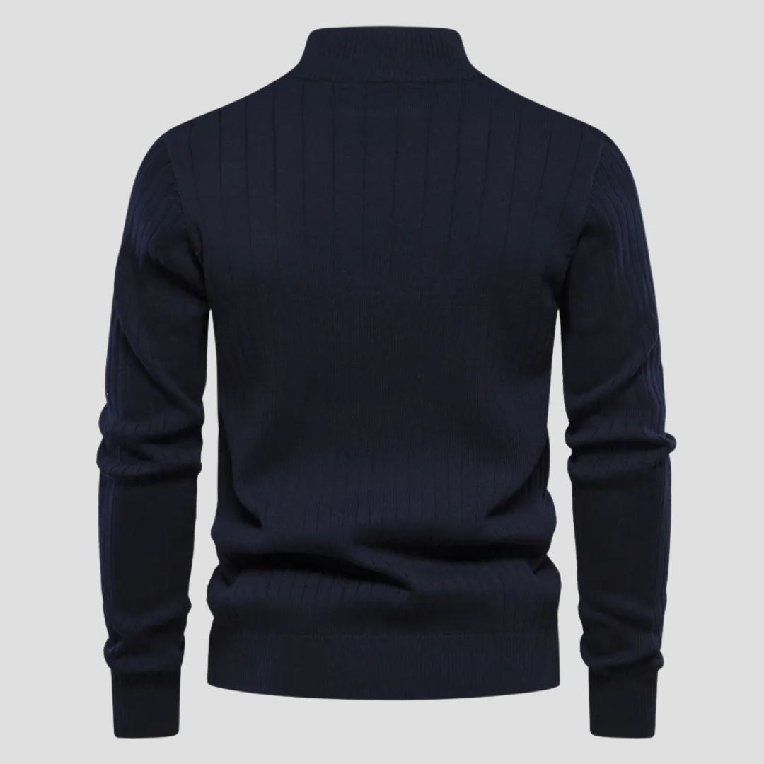 VogeLuxe | Pull en maille côtelée à col zippé pour homme 8