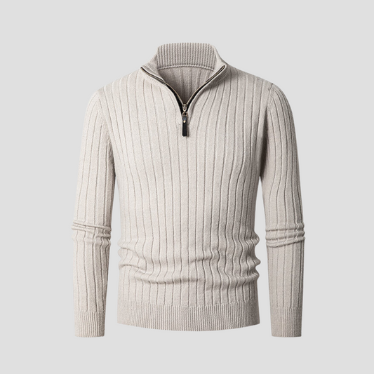 Pull Homme Côtelé à Zip pour Hiver - PanierRoyale