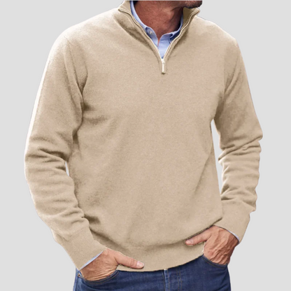 Pull Homme Col Zippé Fines Mailles