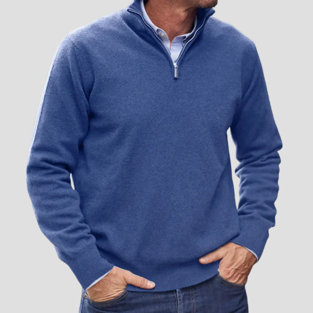 VogeLuxe | Pull en maille fine à col zippé pour homme 2