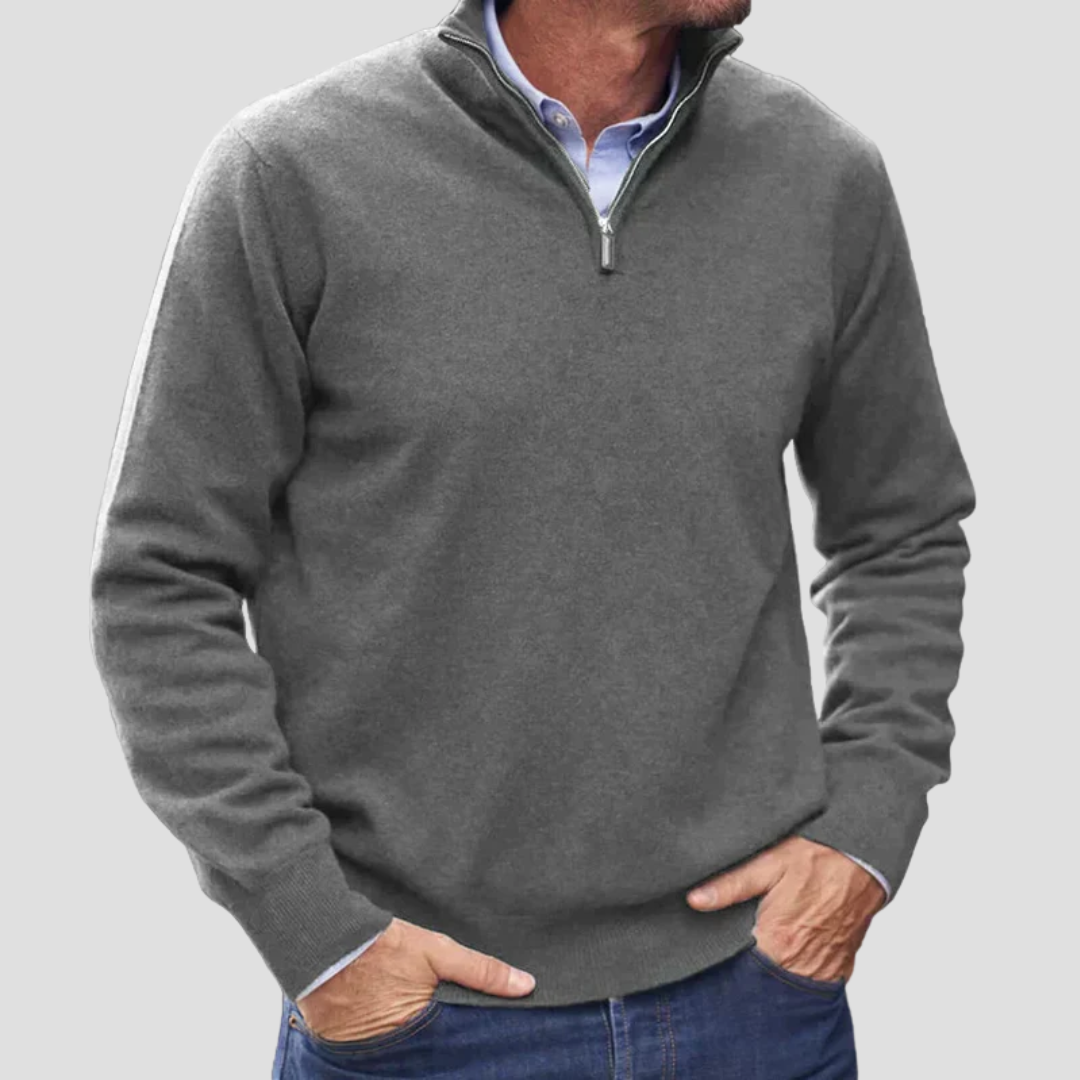 VogeLuxe | Pull en maille fine à col zippé pour homme 3