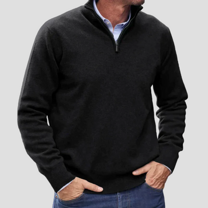 Pull Homme Col Zippé Fines Mailles
