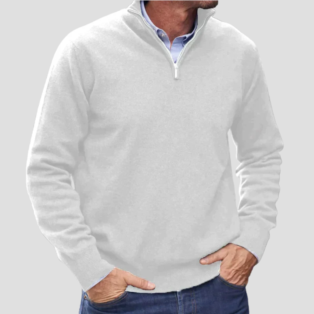 VogeLuxe | Pull en maille fine à col zippé pour homme 5