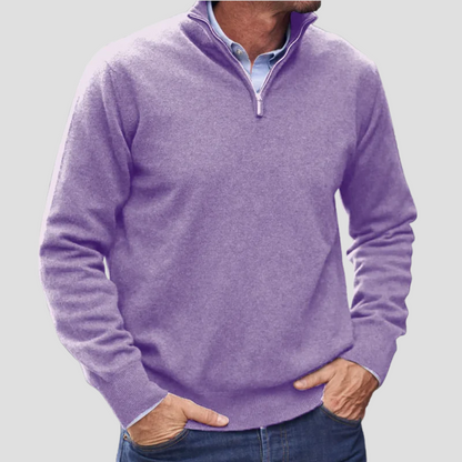 Pull Homme Col Zippé Fines Mailles