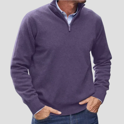 VogeLuxe | Pull en maille fine à col zippé pour homme 7