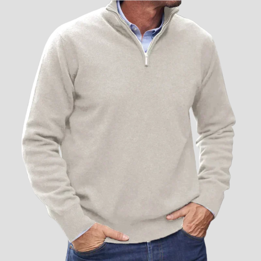 VogeLuxe | Pull en maille fine à col zippé pour homme 8