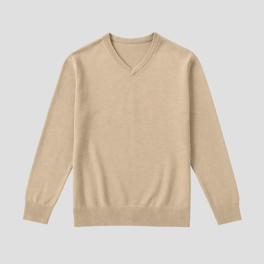 VogeLuxe | Pull en maille fine classique à col en V pour homme 1