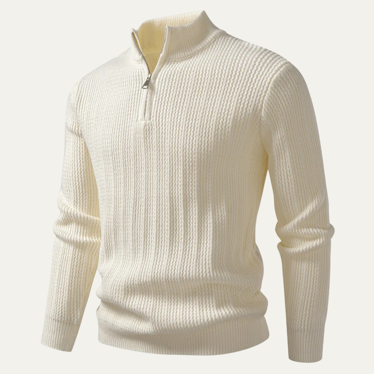 VogeLuxe | Pull en maille gaufrée à col zippé pour homme 0