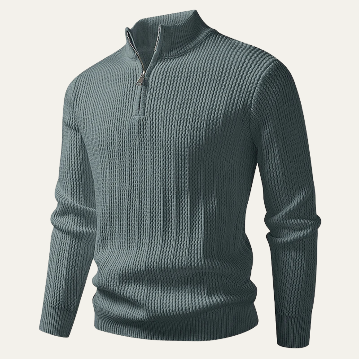 VogeLuxe | Pull en maille gaufrée à col zippé pour homme 10