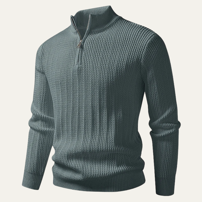 VogeLuxe | Pull en maille gaufrée à col zippé pour homme 10