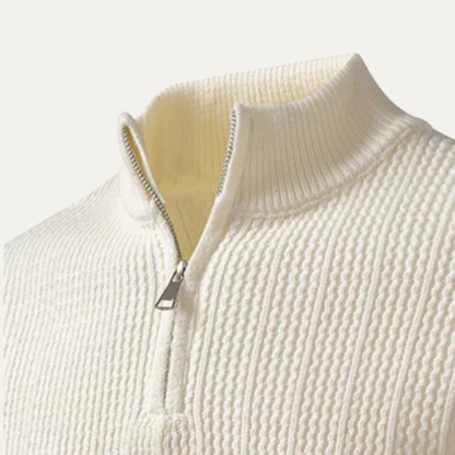 VogeLuxe | Pull en maille gaufrée à col zippé pour homme 3