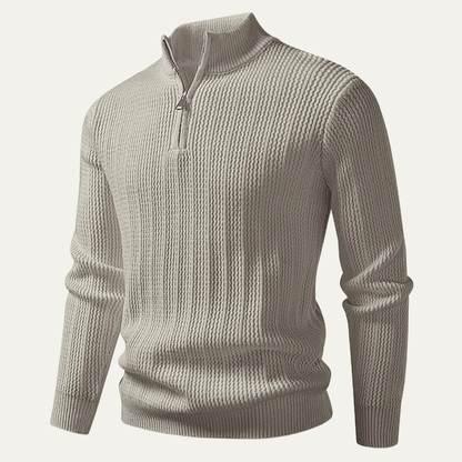 Pull Homme Maille Texturée à Fermeture Éclair
