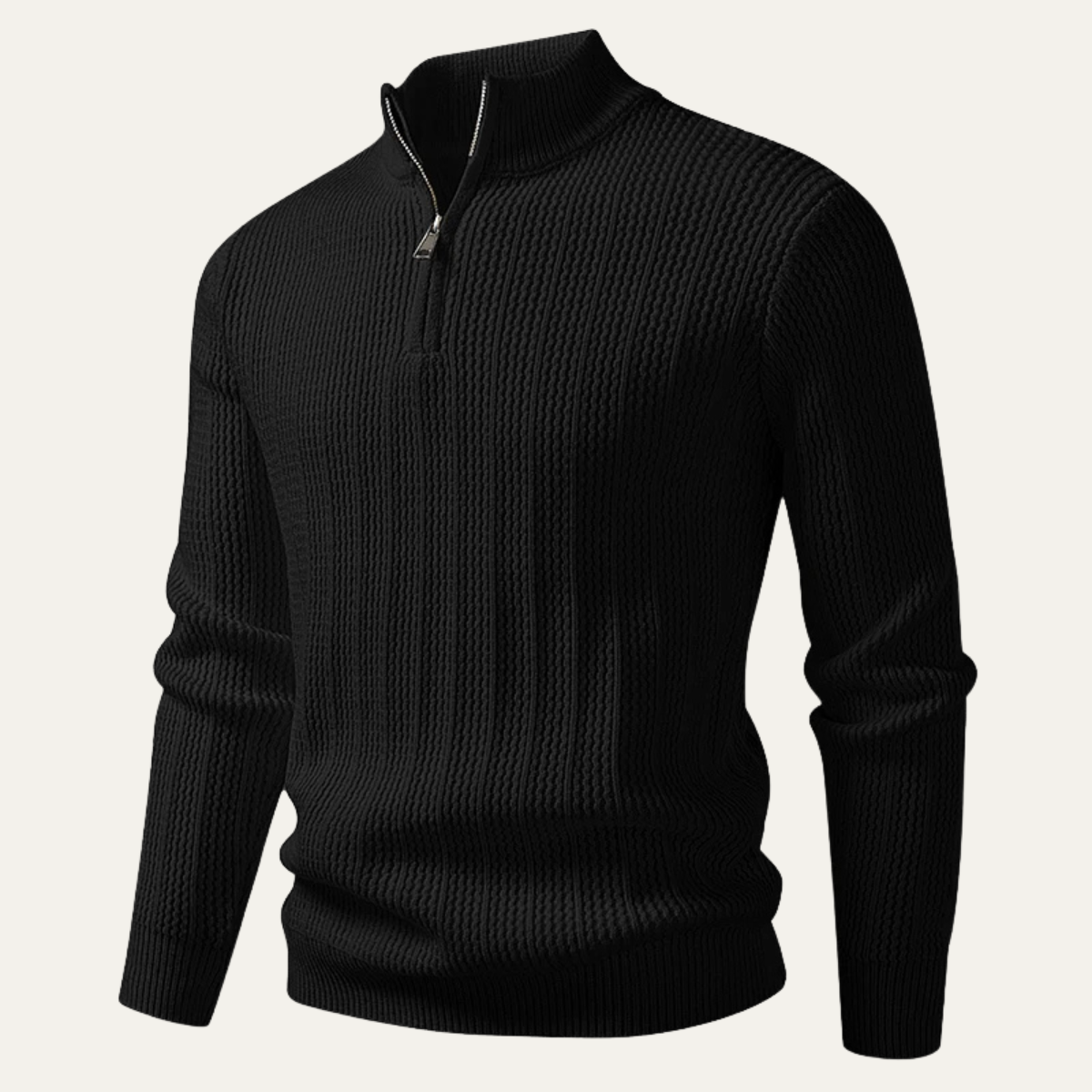 VogeLuxe | Pull en maille gaufrée à col zippé pour homme 8