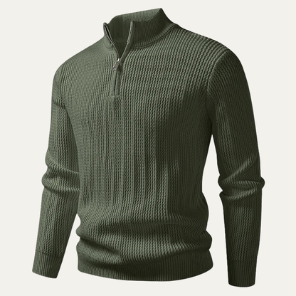 Pull Homme Maille Texturée à Fermeture Éclair