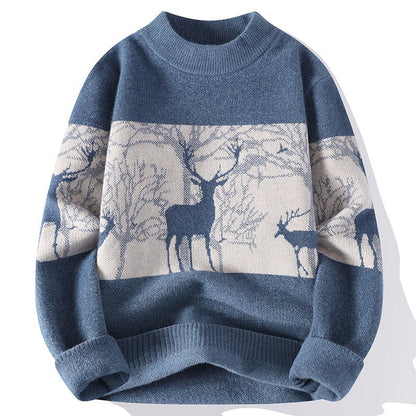 VogeLuxe | Pull en maille jacquard à motif cerf pour homme 1