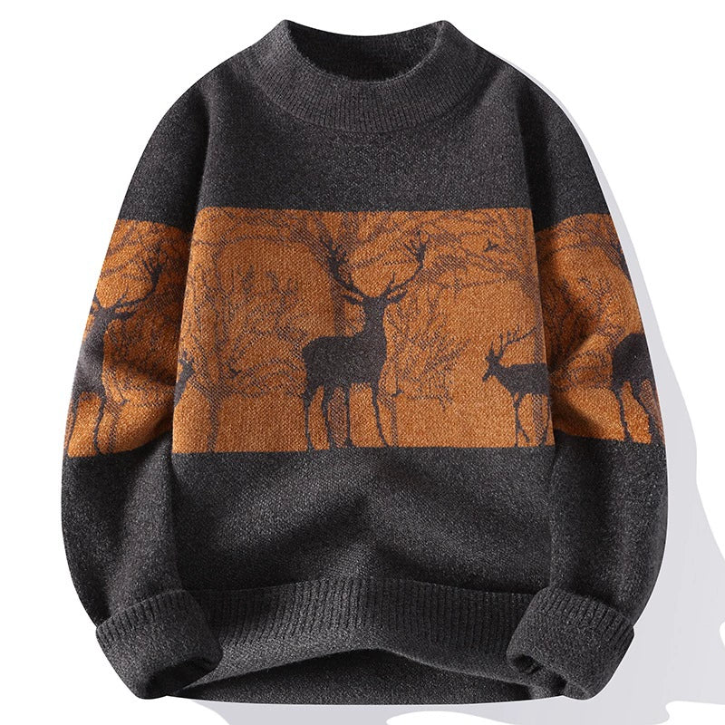 VogeLuxe | Pull en maille jacquard à motif cerf pour homme 3