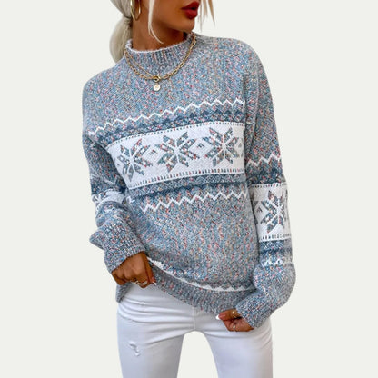 VogeLuxe | Pull en maille oversize à motif flocon de neige pour femme 0