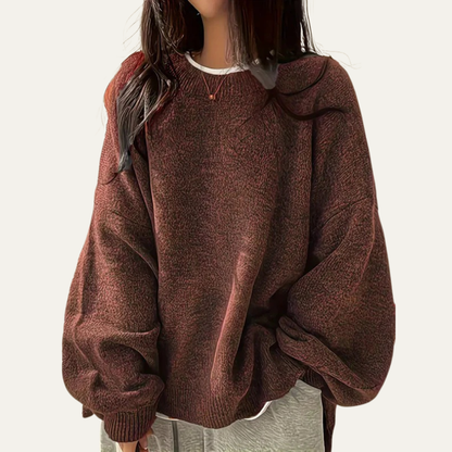 VogeLuxe | Pull en maille texturée décontractée à col rond pour femme 1