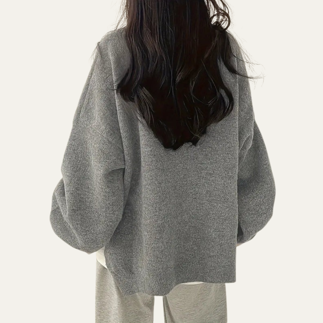 VogeLuxe | Pull en maille texturée décontractée à col rond pour femme 4
