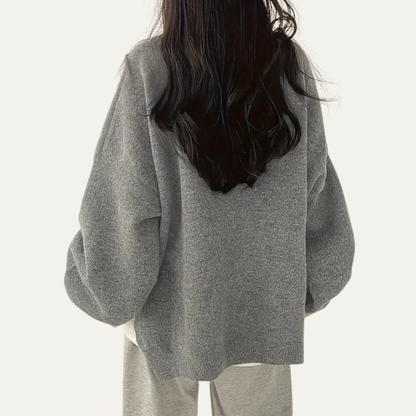 VogeLuxe | Pull en maille texturée décontractée à col rond pour femme 4