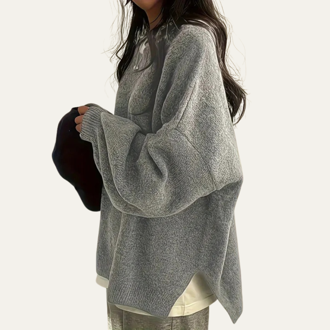 VogeLuxe | Pull en maille texturée décontractée à col rond pour femme 5