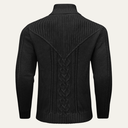 VogeLuxe | Pull en maille torsadée à col châle pour homme 4