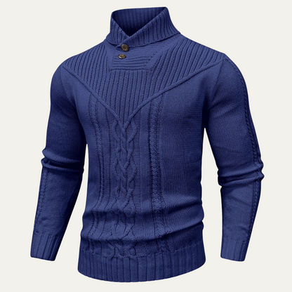 VogeLuxe | Pull en maille torsadée à col châle pour homme 5