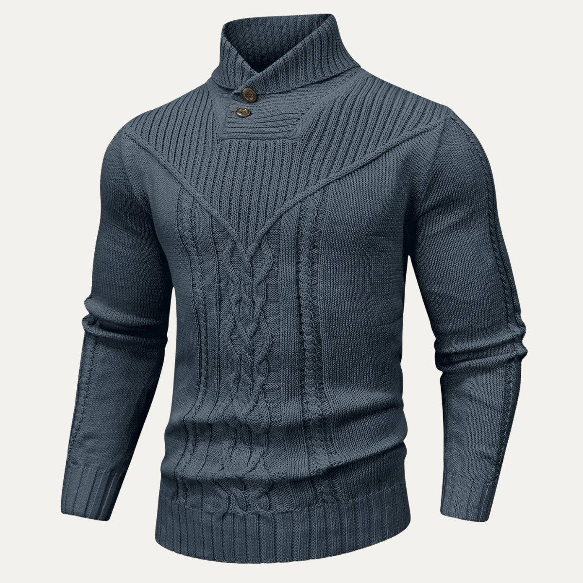 VogeLuxe | Pull en maille torsadée à col châle pour homme 6