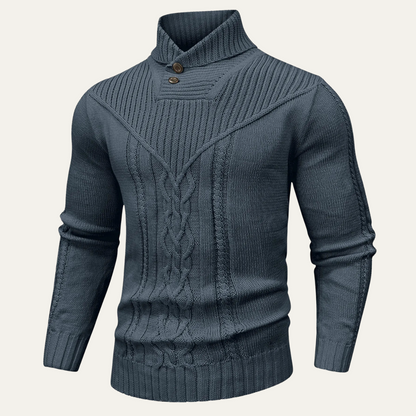 VogeLuxe | Pull en maille torsadée à col châle pour homme 6