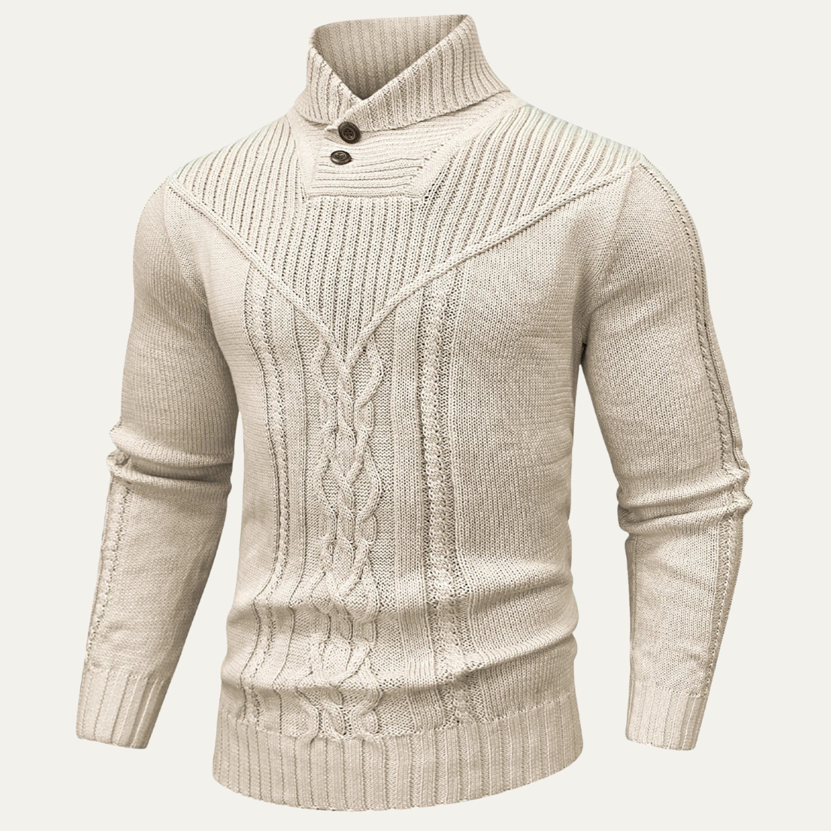 VogeLuxe | Pull en maille torsadée à col châle pour homme 7