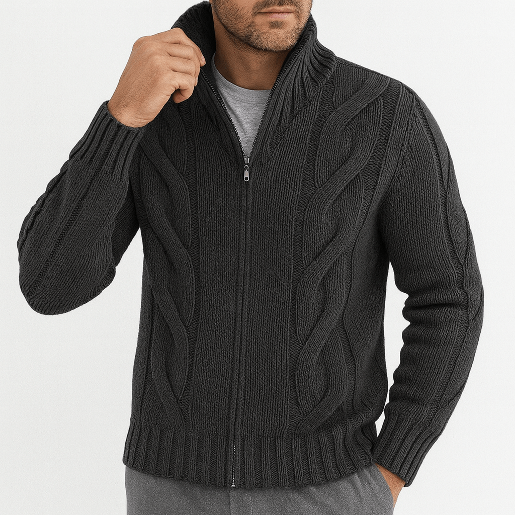 Pull Homme Col Montant en Maille Épaisse - PanierRoyale