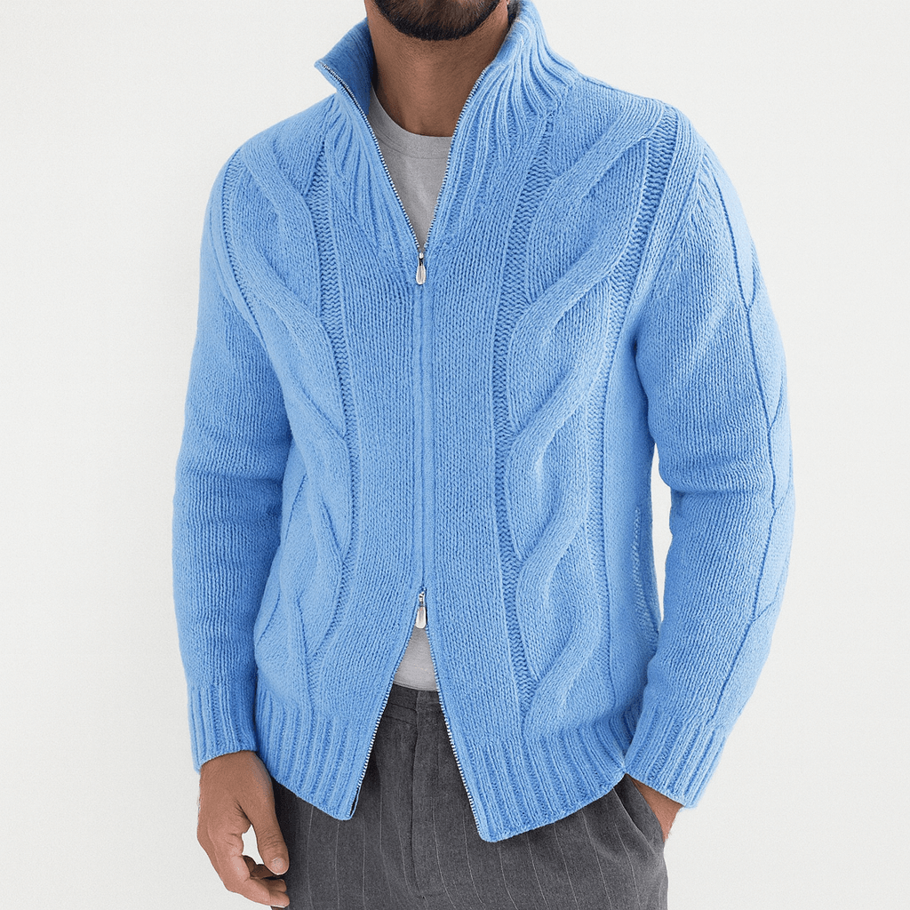 Pull Homme Col Montant en Maille Épaisse