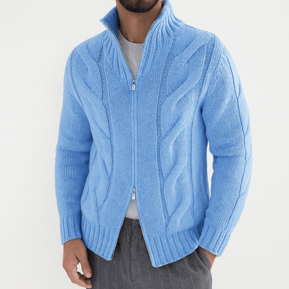 Pull Homme Col Montant en Maille Épaisse