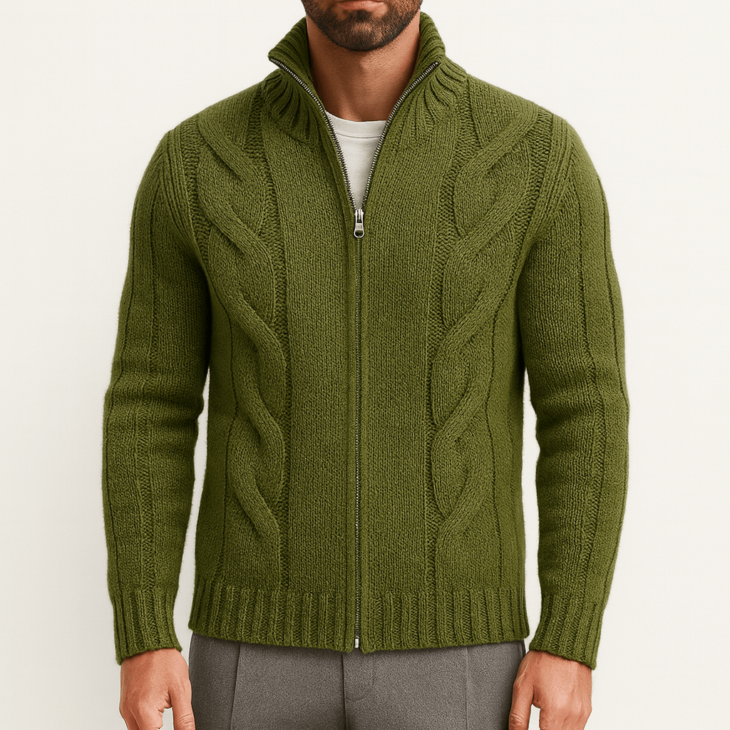 VogeLuxe | Pull en maille torsadée à col montant pour homme 2