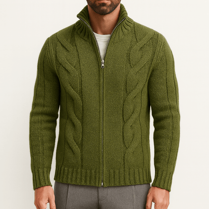 Pull Homme Col Montant en Maille Épaisse
