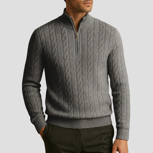 VogeLuxe | Pull en maille torsadée à col zippé pour homme 0