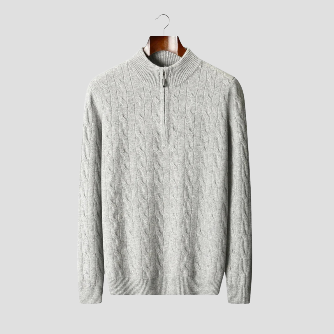 VogeLuxe | Pull en maille torsadée à col zippé pour homme 1