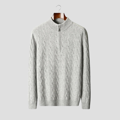 VogeLuxe | Pull en maille torsadée à col zippé pour homme 1