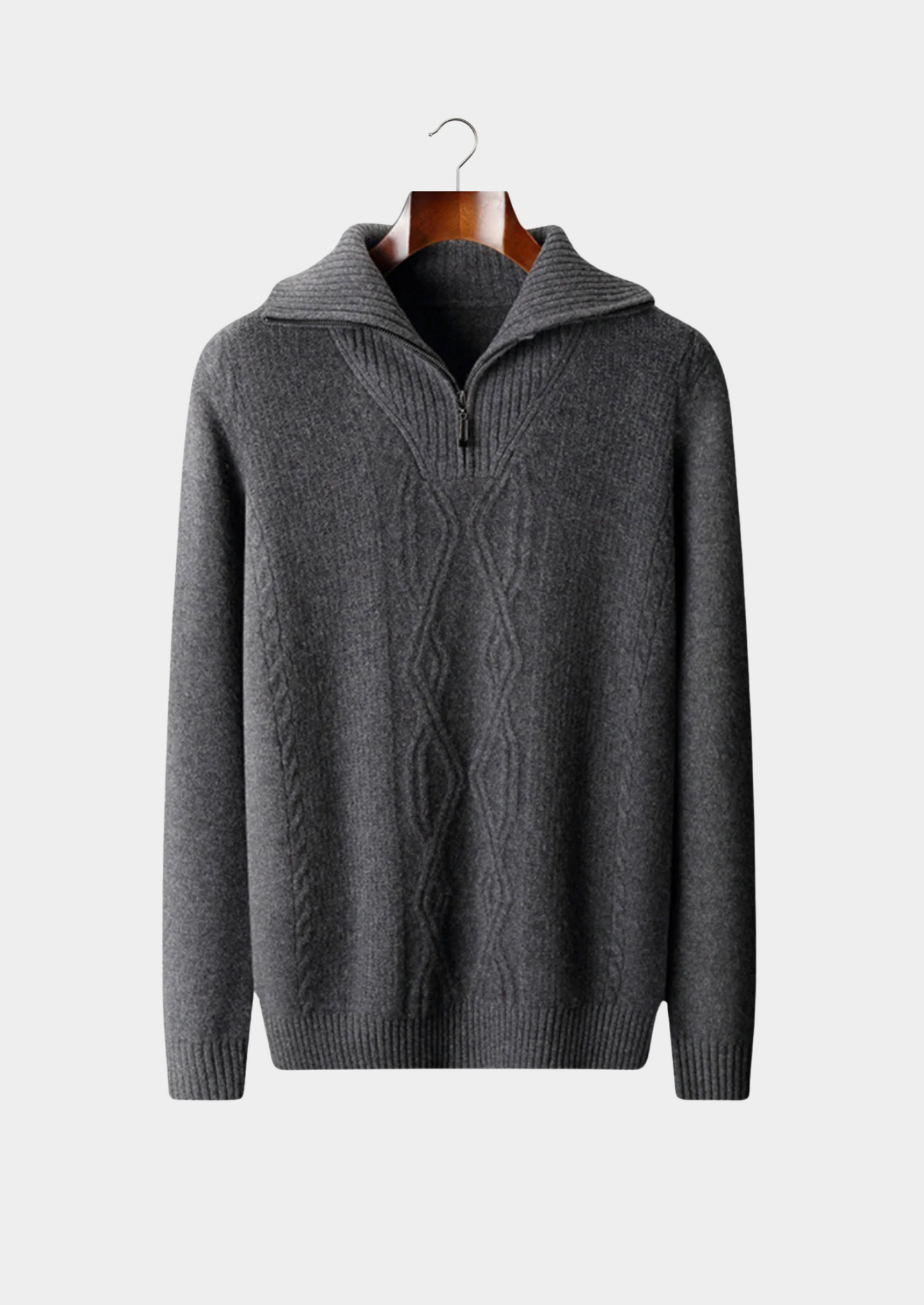 VogeLuxe | Pull en maille torsadée à col zippé pour homme 2