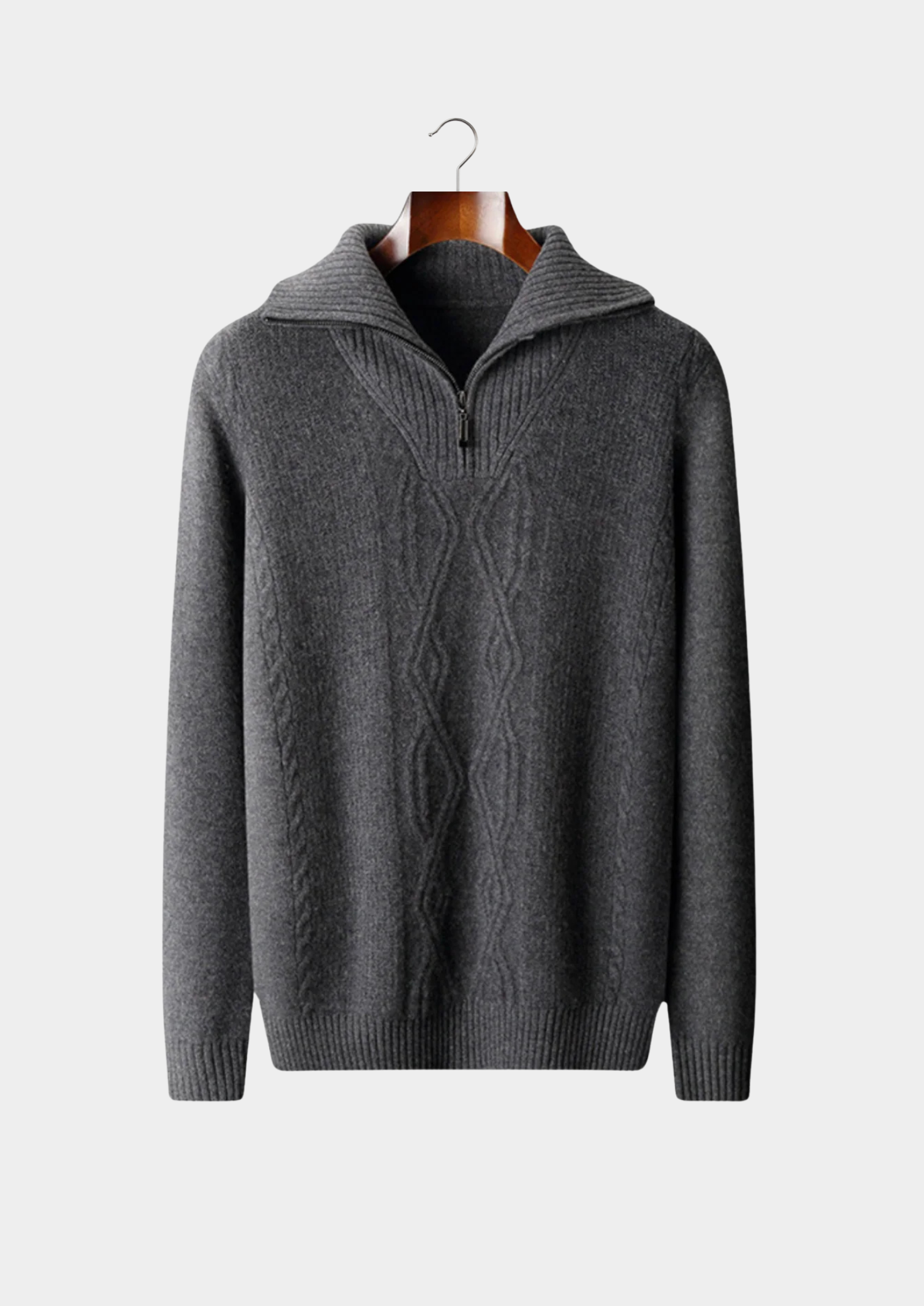 VogeLuxe | Pull en maille torsadée à col zippé pour homme 2