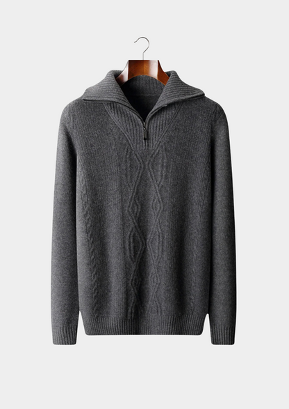 VogeLuxe | Pull en maille torsadée à col zippé pour homme 2