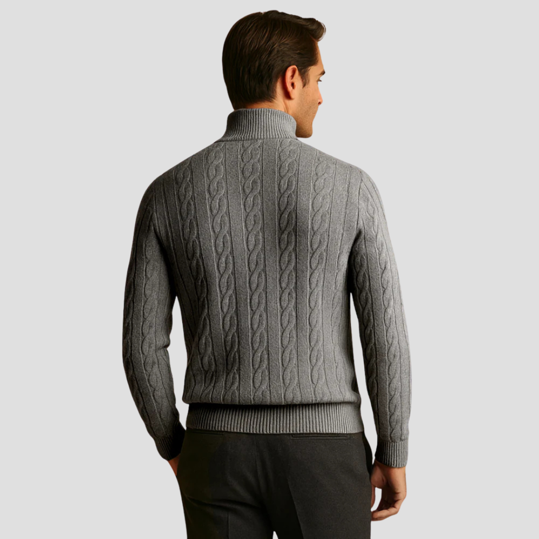 VogeLuxe | Pull en maille torsadée à col zippé pour homme 3