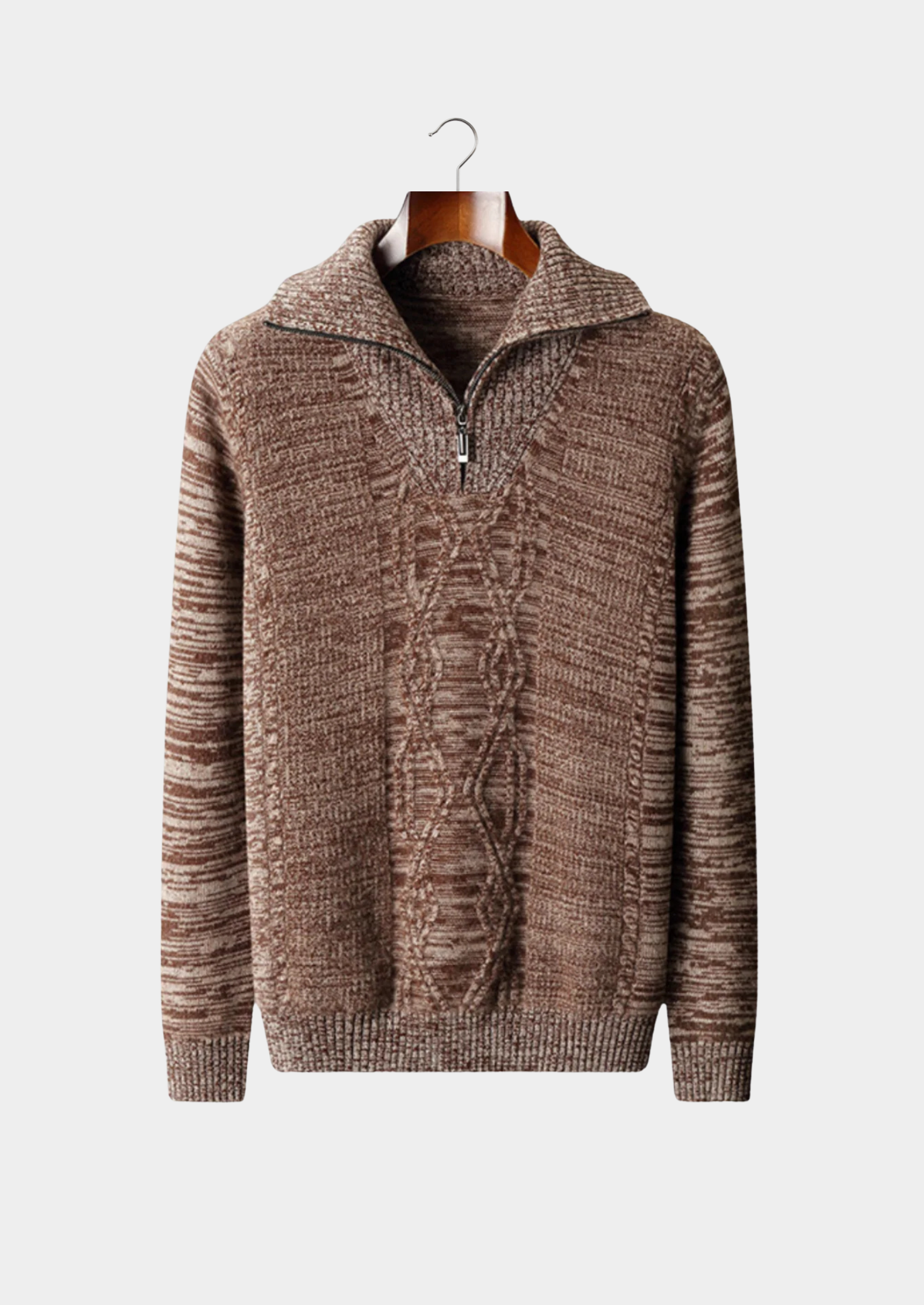 VogeLuxe | Pull en maille torsadée à col zippé pour homme 3